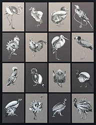 STEPHEN ALDRICH - Shellbirds, collage, figurative, animals, creations, shells, playful