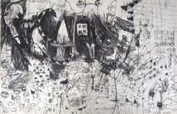 CARLOS ALMARAZ - Graffiti Piece #1, 1970, graphite drawing