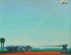 CARLOS ALMARAZ - Police Standoff, 1979, painting