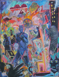 CARLOS ALMARAZ - Return of the King, 1989, painting