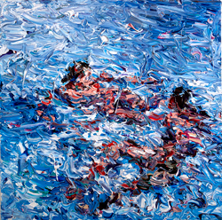 CHRISSY ANGLIKER - All In, painting, swimmers, pool, abstract