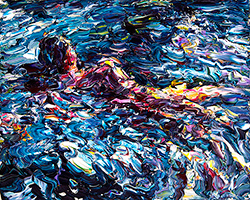 CHRISSY ANGLIKER - Glide, painting, swimmers, beach, abstract