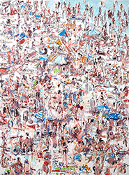 CHRISSY ANGLIKER - To Warmer Days, painting, swimmers, beach, abstract