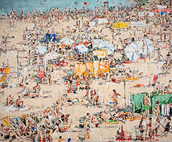 CHRISSY ANGLIKER - Downtown Beach, painting, swimmers, beach, abstract