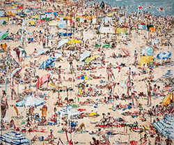 CHRISSY ANGLIKER - Umbrella Beach, painting, swimmers, beach, abstract