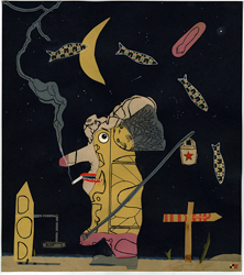 LOU BEACH - Mad Gasser (Night Fishing in Indiana), collage, satire, narrative