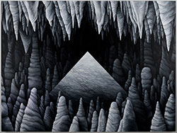 KELLY BERG - Inner Earth, landscape, painting, sculpture, volcano, cave