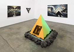 KELLY BERG - Tunnel Through Time, landscape, painting, sculpture, pyramid, moon, hybrid