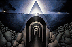 KELLY BERG - Tunnel Through Time, landscape, painting, sculpture, pyramid, moon, hybrid
