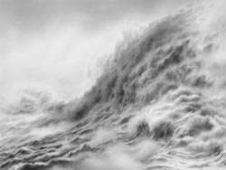 HILARY BRACE - charcoal drawing, landscape, wave