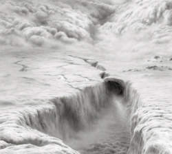 HILARY BRACE - charcoal drawing, landscape, clouds, waterfall