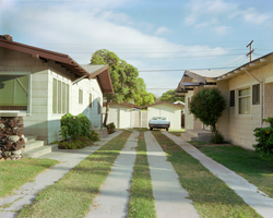 TIM BRADLEY - Two Garages and Lincoln, photograph, California, houses