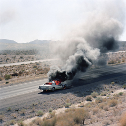 JEFF BROUWS - Highway, I-40, Burning Car, photograph