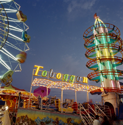 JEFF BROUWS - Inside the Live Reptile Tent, Toboggan, sunset, photograph