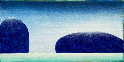 Ned Evans, BIRD ROCKS, 2021, acrylic on canvas, 15 x 30 inches - SOLD