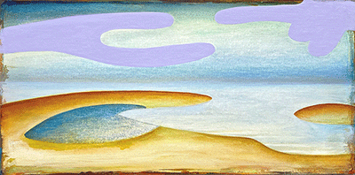 Ned Evans, FINGER BAY, 2021, acrylic on canvas, 15 x 30 inches - $3,000