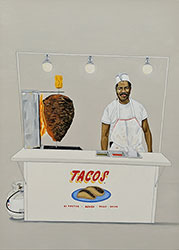 JAVIER CARILLO - José Carrillo, El Taquero, painting, los angeles, taco stand, loteria