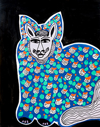 DORA DE LARIOS- Untitled, cat, human, animal, fantastical, drawing, painting