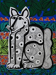 DORA DE LARIOS- Untitled, dog, coyote, drawing, painting, animal