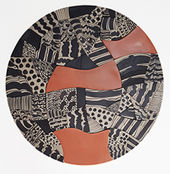 DORA DE LARIOS- Untitled, abstract, stoneware, disc, large