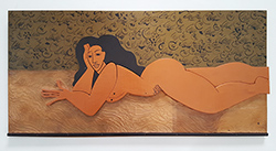 DORA DE LARIOS- Untitled (Reclining Woman), nude, figure, woman, wood bas relief