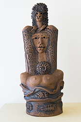 DORA DE LARIOS- Amazon Goddess, ceramic, sculpture, figurative, animals