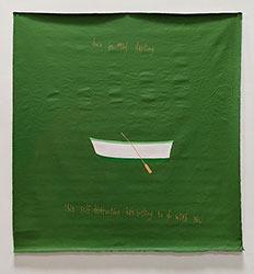 MICHAEL DEYERMOND - Don't Be Mad Darling, boat, canoe, text, painting, California, conceptual