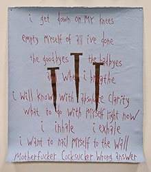 MICHAEL DEYERMOND - I Get Down on My Knees, nails, text, painting, California, conceptual