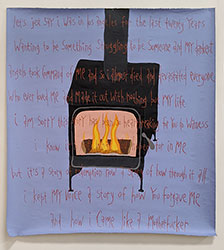 MICHAEL DEYERMOND - Secret Location, chair, text, painting, California, conceptual