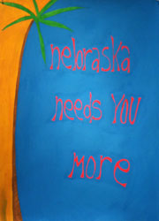 MICHEAL DEYERMOND - Nebraska Needs You More, painting, conceptual, palm tree