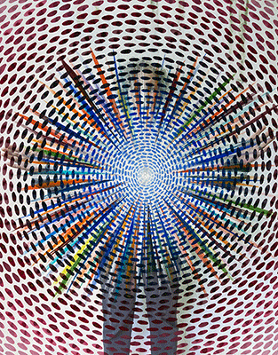 Robin Mitchell, Emanation #2, 2020, gouache on archival pigment print, 22 x 17 in - $1,800
