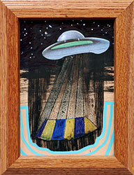 NED EVANS + DAVID LLOYD - UFO #17, unidentified flying object, collage, painting, abstract