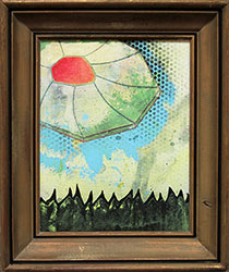 NED EVANS + DAVID LLOYD - UFO #27, unidentified flying object, collage, painting, abstract