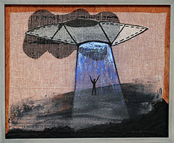 NED EVANS and DAVID LLOYD - UFO #44, unidentified flying object, collage, painting, abstract