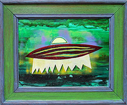 NED EVANS and DAVID LLOYD - UFO #45, unidentified flying object, collage, painting, abstract