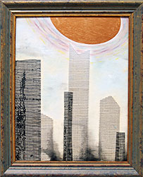 NED EVANS + DAVID LLOYD - UFO #8, unidentified flying object, collage, painting, abstract