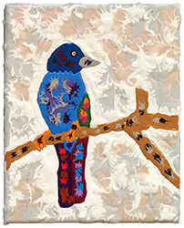 JOE FAY - Indigo Bunting, painting, abstract, colorful