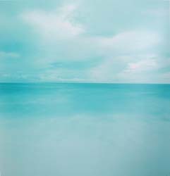 JAMES FEE - Honeymoon Beach #1, seascape, minimal, blue ocean, blue sky