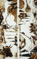 JAMES GRIFFITH - Helix, Descending, painting, tar, animals, abstract