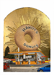 ROBERT GINDER - In Praise of Zero, painting, Randy's Donuts, gold leaf, realism