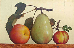 ROBERT GINDER - Tenacity, still life, fruit, large-scale, gold leaf, realism