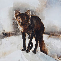 JAMES GRIFFITH - Arctic Fox, painting, tar, abstract, figurative, realism, animal