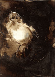 JAMES GRIFFITH - La Brea - Wren, painting, tar, animal, abstract