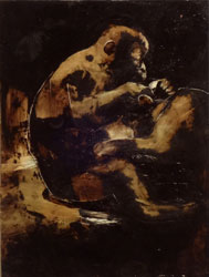 JAMES GRIFFITH - Grooming Monkeys, painting, tar, animal, abstract