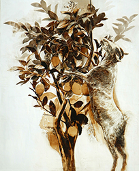 JAMES GRIFFITH - Lemon Tree and Goat, painting, tar, animal, abstract