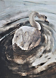 JAMES GRIFFITH - Swan - Relative, painting, tar, figurative, animal, abstract, realism