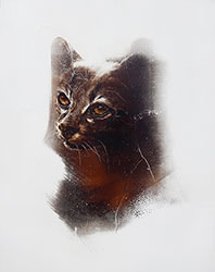 JAMES GRIFFITH - Wild Cat - Relative, painting, tar, figurative, animal, abstract, realism