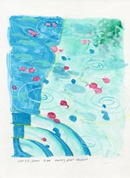 D.J. HALL - Pool Petals, watercolor, painting, California