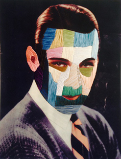 JOSEPH HEIDECKER - Valentino, collage, thread, photograph, portrait