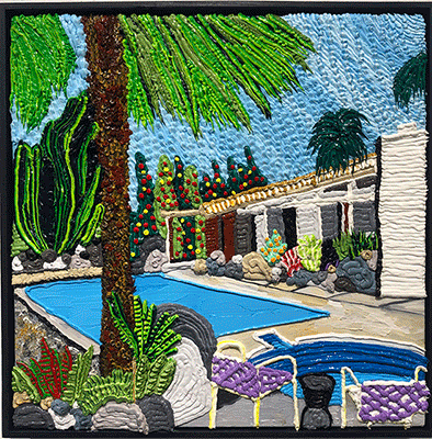 Caroline Larsen, Entire Villa hosted by Bruce and Keith, 2020, oil on canvas, 20 x 20 in - $2,500